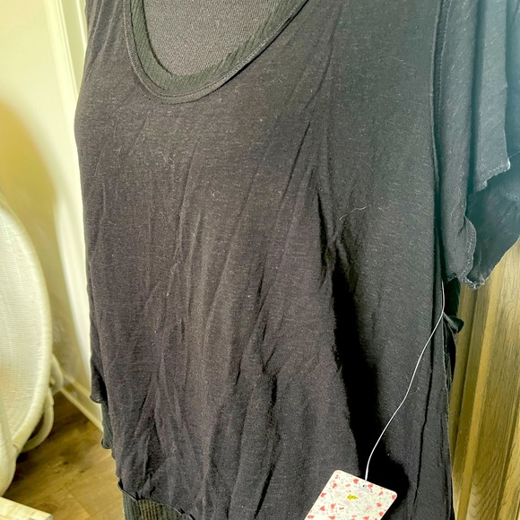NWT Black layered Free People Fun and Funky Boho Tee size Small - Picture 4 of 6